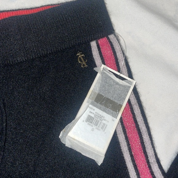 New Juicy Couture Cashmere 100% Black Pink Drawstring Track Pants Soft S - Picture 10 of 11